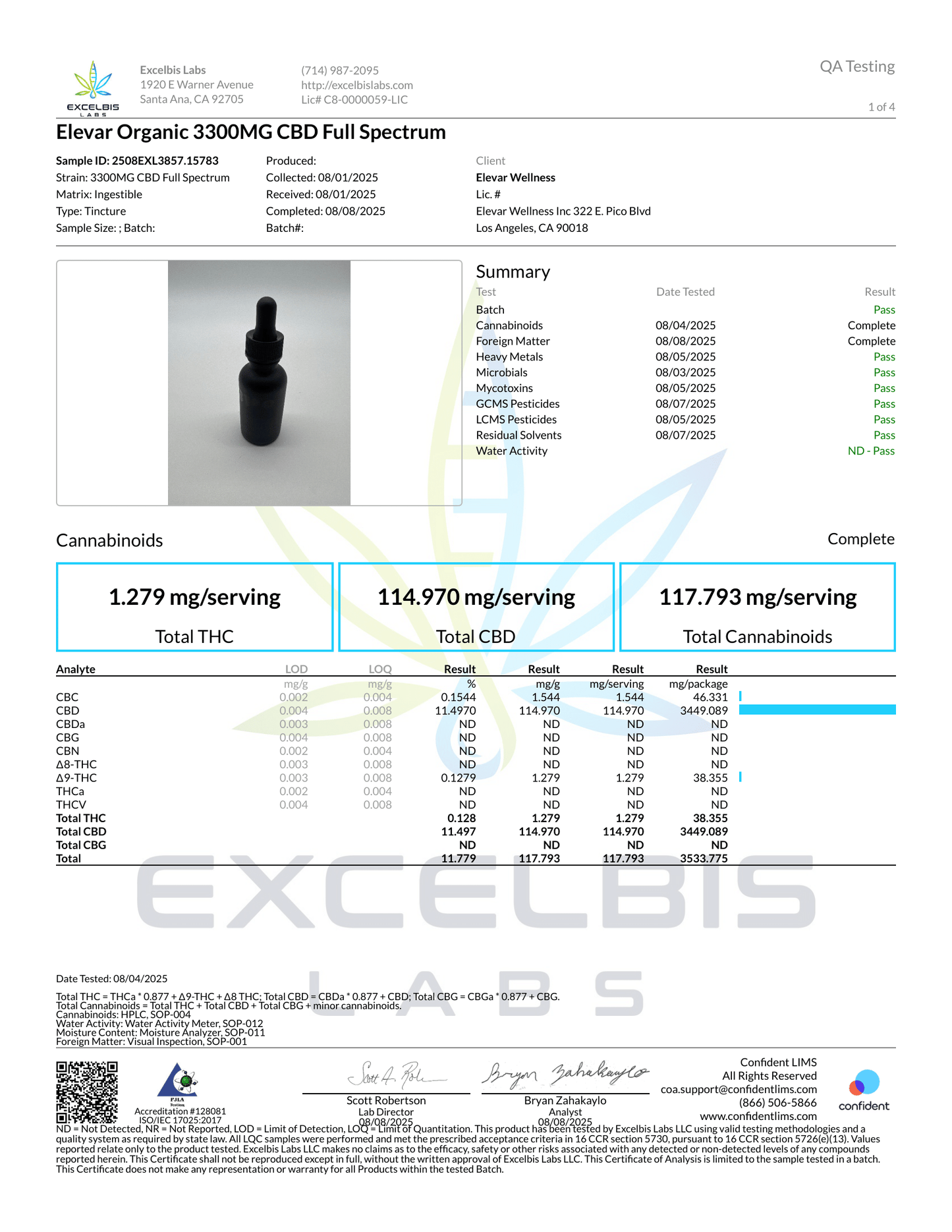 ELEVAR - 3300mg CBD True Full Spectrum CBD Tincture