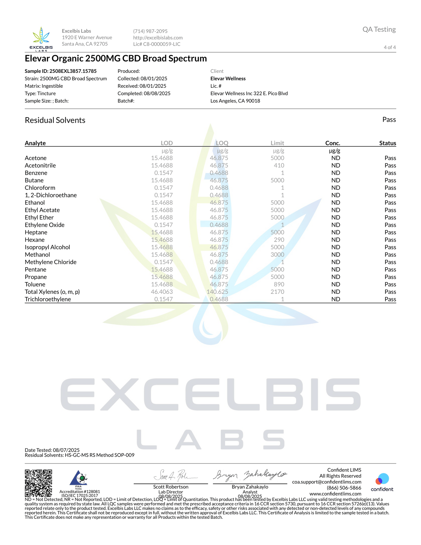 ELEVAR - 2500mg CBD Broad Spectrum CBD Tincture CBG CBN
