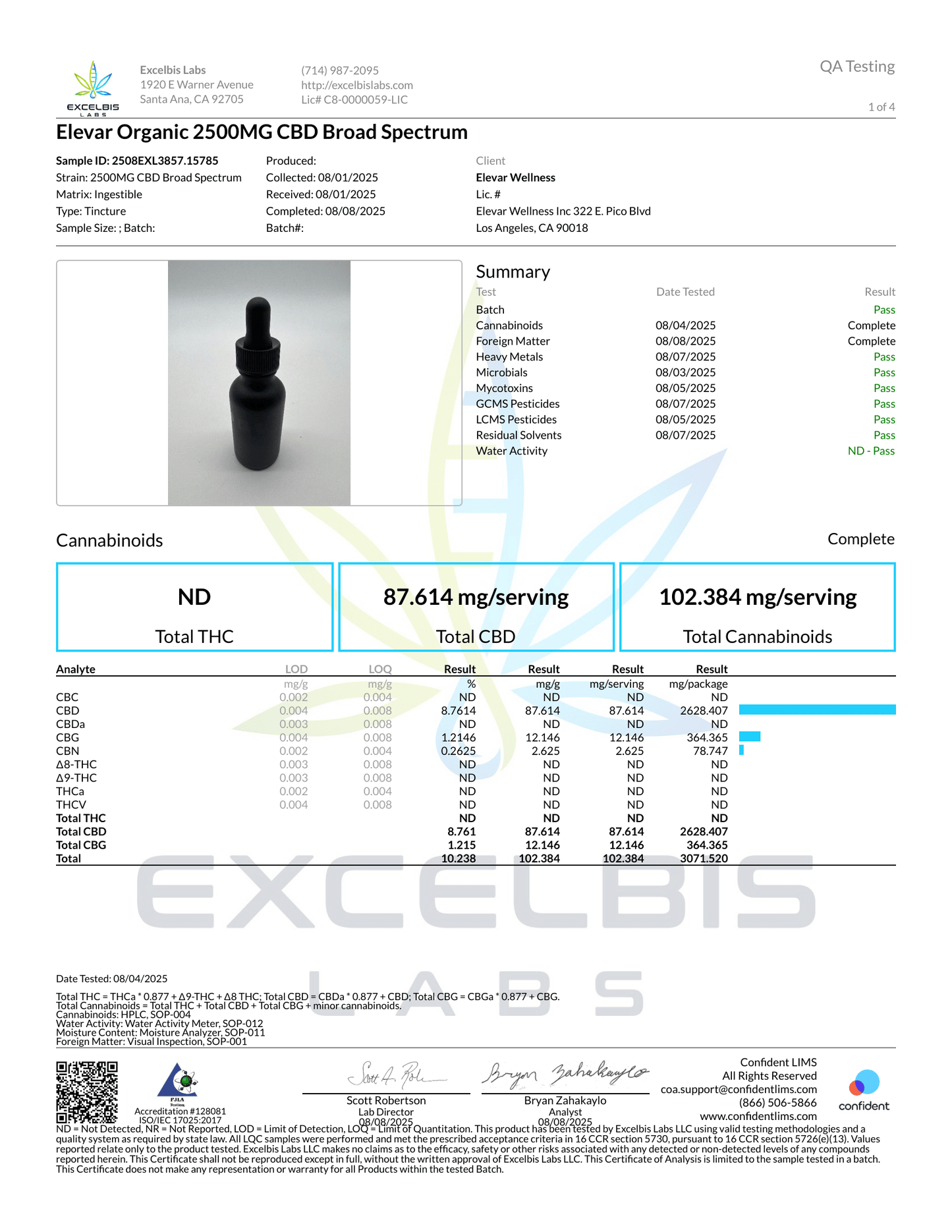 ELEVAR - 2500mg CBD Broad Spectrum CBD Tincture CBG CBN